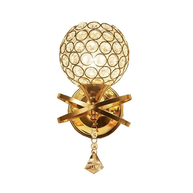 

European Sliver Gold Crystal Bedside Wall Lamp Creative Single Head Art E27 Aisle Wall Light Bathroom Mirror Home Decro Lamp