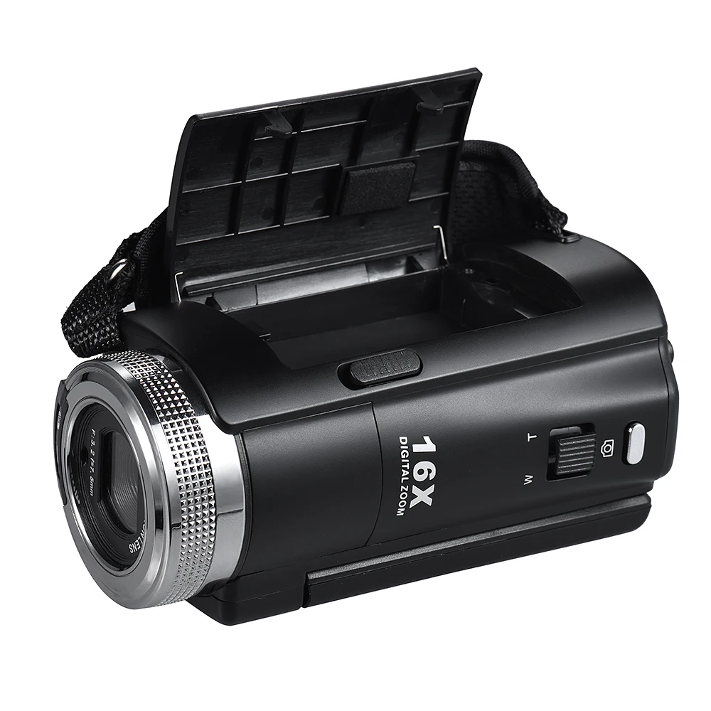 Andoer V12 1080P видеокамера Full HD 16X цифровой зум запись видеокамера с 3,0 дюймовым поворотным ЖК-экраном Поддержка ночного видения