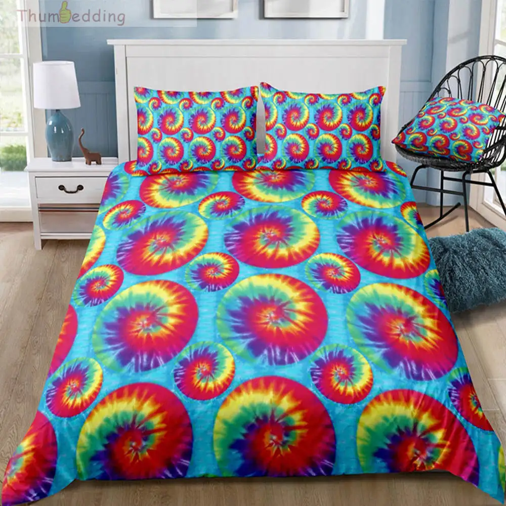 Thumbedding Red Circle Floral Bedding Set Batik 3D Duvet Cover King