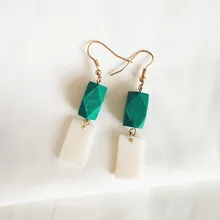 Free shipping The new minimalist wooden splicing natural shell temperament fashion stud earrings for women Summer accessories