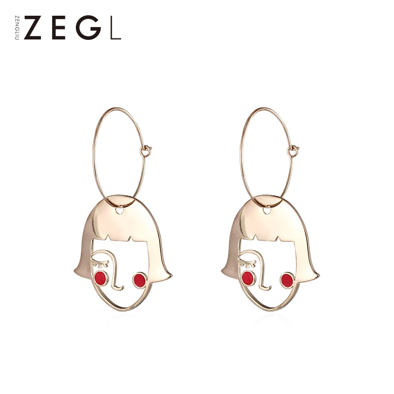 

ZEGL design sense of small people funny face earrings female temperament Korean personality wild earrings tide net red earrings