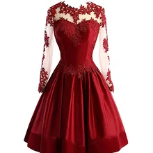Горячая Иллюзия бордовое короткое платье для выпускного вечера кружевное с длинным рукавом сексуальное праздничное платье для девочек Горячая Распродажа платья для выпускного вечера Черное