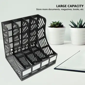 

File Holder Document Tray 4-Grid Desktop Storage File Organizer Office Supplies
