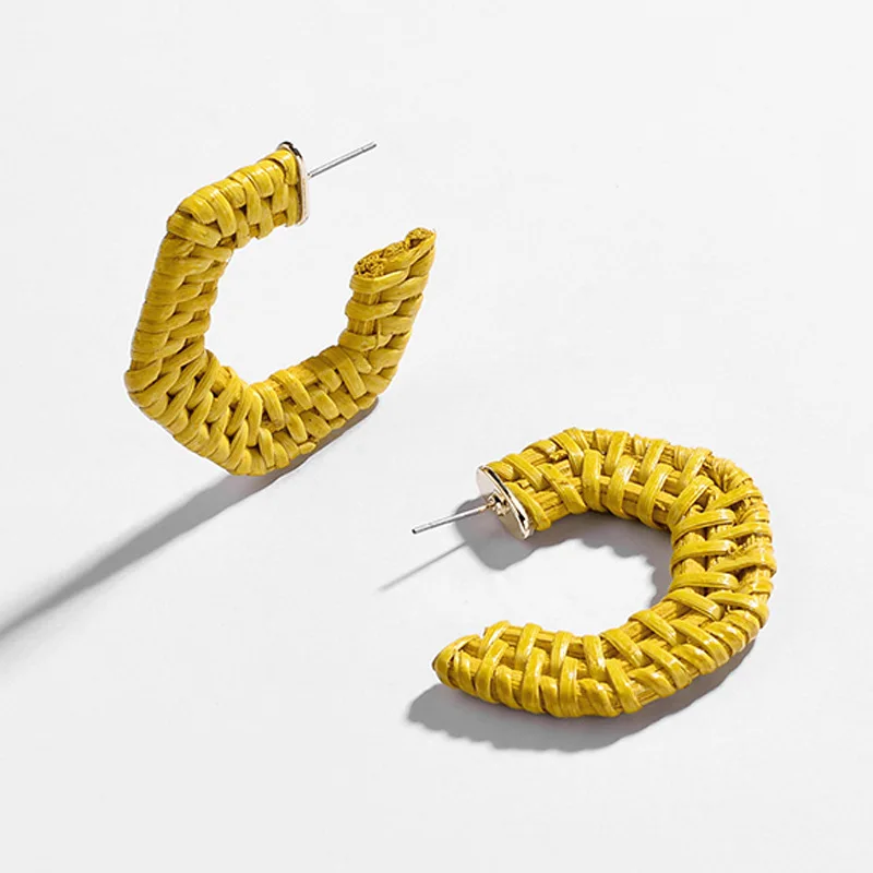 

Fashion brand jewelry alloy geometric polygon color rattan braided handmade female for the women Simplicity Earrings