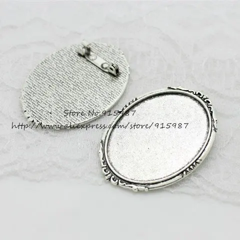 

Sweet Bell (6 pieces/lot) Antique Silver Metal Alloy Brooch 35*50mm(Fit 30*40mm dia) Oval Cabochon Settings 8C1321