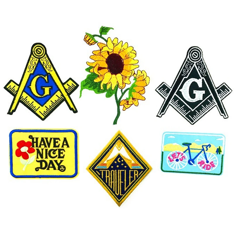 Embroidery Square Compass Mason Freemason Masonic Mason Emblem Patches  Sunflower Have Nice Day Ride Patch Applique Stripe Badge - Patches -  AliExpress