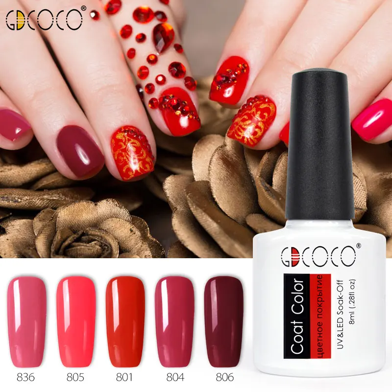  GDCOCO 8ml 50 Colors Nail Gel Varnish Air Dry Primer Soak Off UV LED Gel Nail Polish Long Lasting N