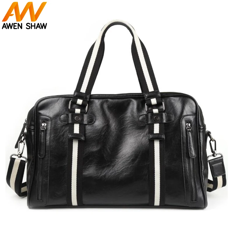 

AWEN SHAW High Quality Leather Mens Handbag Korean Fashion Travel Sling Shoulder Bag Large Capacity Travel Bags Hand Luggage Men