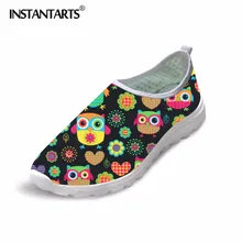 INSTANTARTS/Летние слипоны на плоской подошве; женская обувь с принтом Совы из мультфильма; дышащая обувь из сетчатого материала; Водонепроницаемая Обувь для девочек