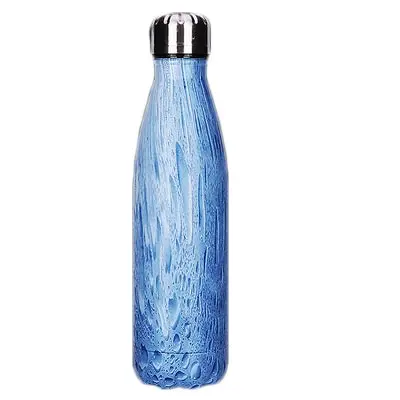 25 цветов, термосы из нержавеющей стали, термосы, офисные чашки, термосы для холодной воды, для спорта на открытом воздухе, туризма, бега, бутылка 500 мл - Цвет: Water droplet blue