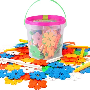 

91pcs Barrel Assembled Snowflake Building Blocks Diameter 4.3cm DIY Plastic Blocks Educational Learning Toys For Baby Kids Gift