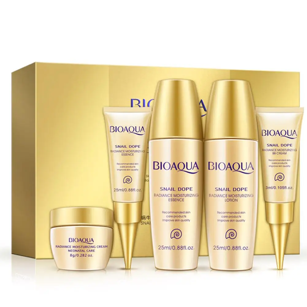 

5PCS Travel Size Snail Extract Skin Care Kits Hydrating Moisturizing Serum Lotion Toner Eye BB Cream