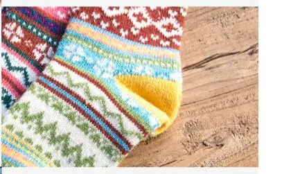 5 пар/лот! Зимние теплые женские носки шерсть рождественский принт шерстяные носки Рождественский подарок