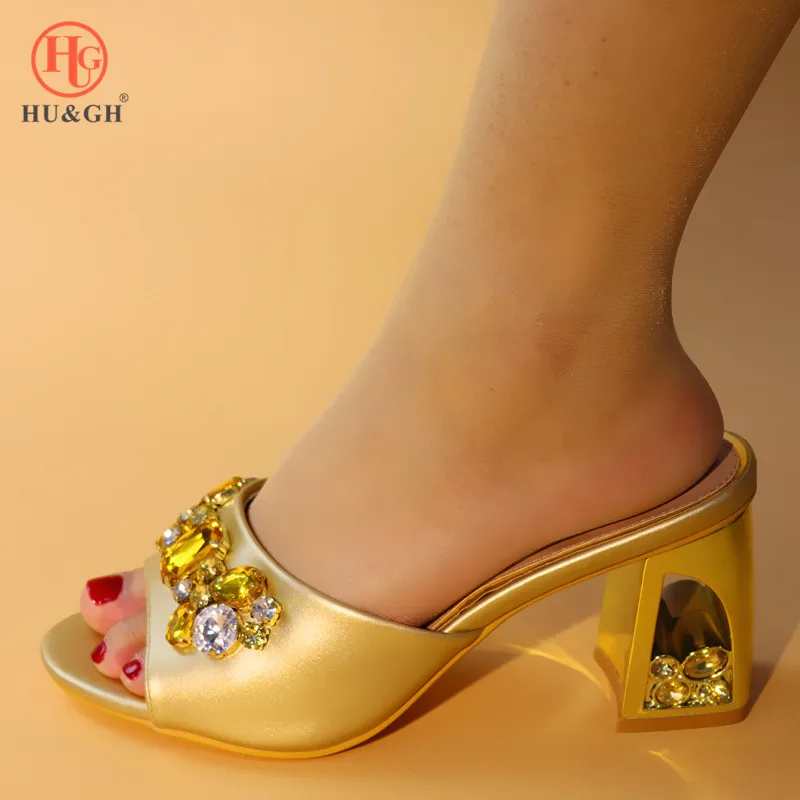 

New Fashion Italian Women Wedding Pumps Decorated with Rhinestone Slip on Shoes for Women African Shoe Ladies Sandals with Heels