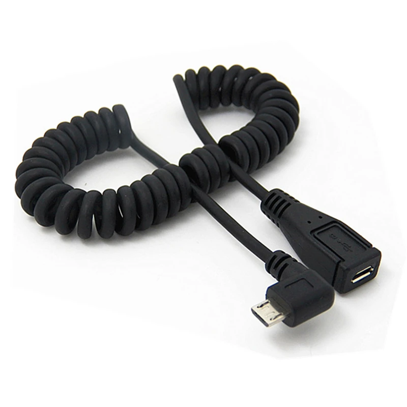 1PCS 90 Degrees Right Angle Micro USB Male to Female M/F Extend