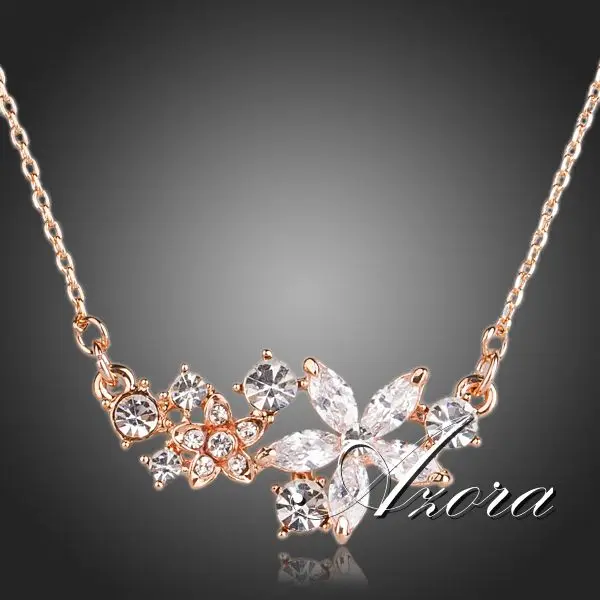 Azora, золотые и с украшениями в виде звезды и цветка; Cubic Zirconia кулон Цепочки и ожерелья TN0134