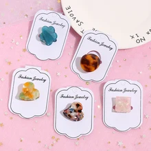 Разные цвета! 2 шт., Женский мини-коготь в форме сердца для волос, детский акриловый заколка для волос, заколки, мраморные геометрические заколки для волос