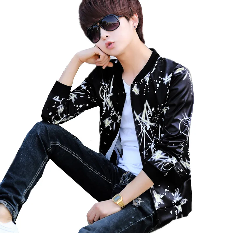 XT1520 2018 new Korean version youth spring and autumn men fashion collection thin baseball printed jacket cheap wholesale | Мужская