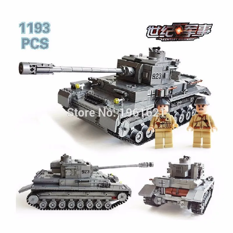 

1193PCS Century Military German Armored Tank Cannon Type F2 Model Building Block Military Figures Bricks Educational Toy