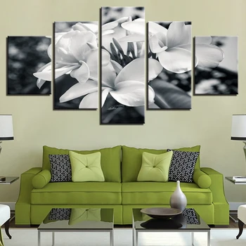 

Home Decor Poster Oil Painting 5 Pieces Print Black And White Posters Abstract Flowers Pictures Canvas Wall Art Framework