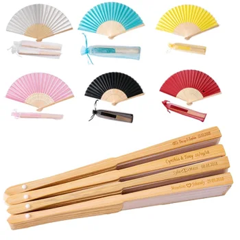 

Personalized Engraved Silk Hand Fan Wedding Fold Fan Vintage Fans Customized Wedding Gift 50pcs