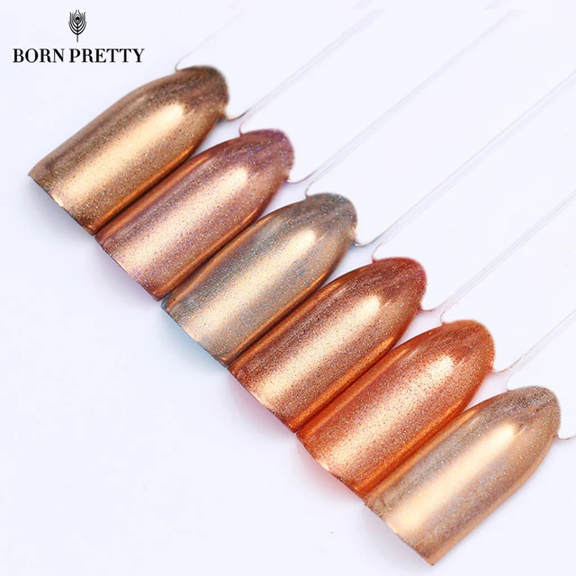 0.5g Champagne Rose Gold Holographic Nail Glitter Mirror Rainbow Chrome Pigment Powder Manicure Nail Art Decoration