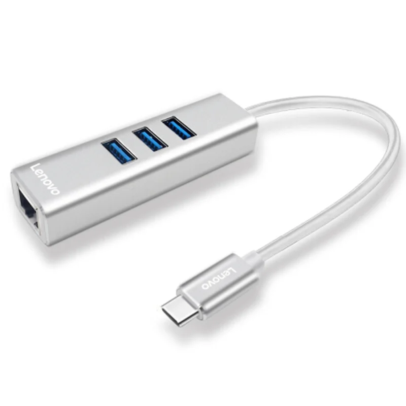 Lenovo 3 Ethernet RJ45 USB 3,0 концентратор тип-c до 3 порта usb Gigabit LAN адаптер для ноутбука попрощаться с нестабильным wifi