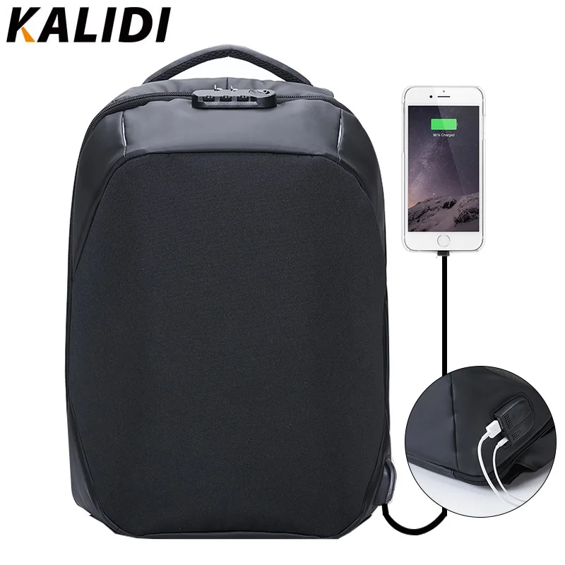 Цена KALIDI Anti theft рюкзак дюймов 15,6 дюймов водостойкий рюкзак мужской USB зарядное устройство дорожная школьная сумка для подросткового ноутбука рюк...