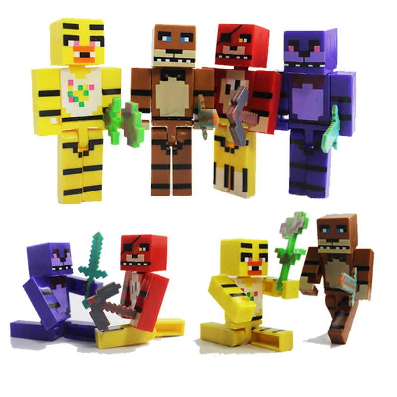 4pcs for Minecraft FNAF Plastic Toy Set Five Nights At