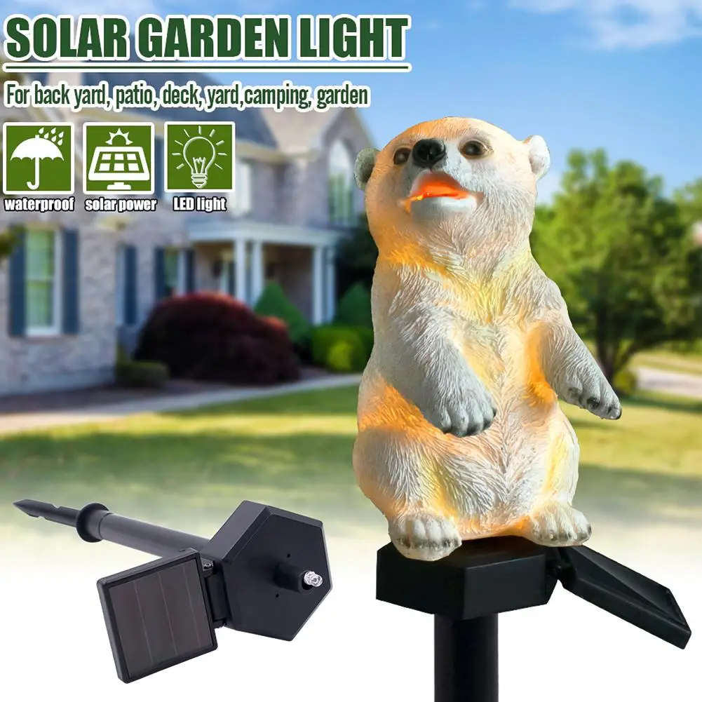 

LED Solar Bear Light IP65 Waterproof Underground Light F5 Warm Light Beads Cute Simulation Bear Landscape Light Garden Lawn