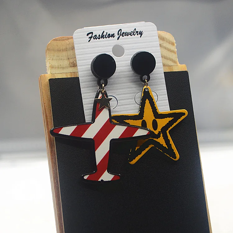 

4 style Unique Design Punk fashion Planet Star Tree drop earrings Hip hop Asymmetric acrylic ice cream pineapple earrings
