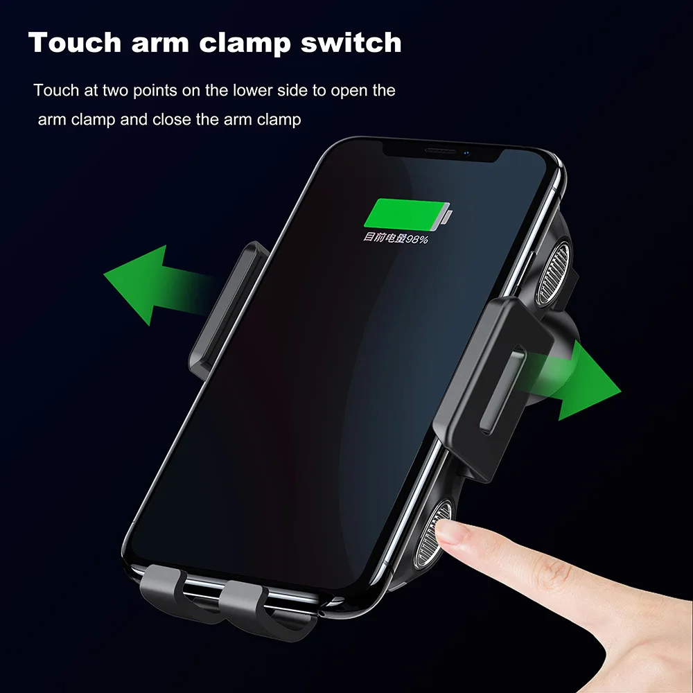 

Qi Car Wireless Charger For iPhone Xs Max Xr X Samsung S10e S9 10W Fast Wirless Charging touch automatic Car Phone Holder