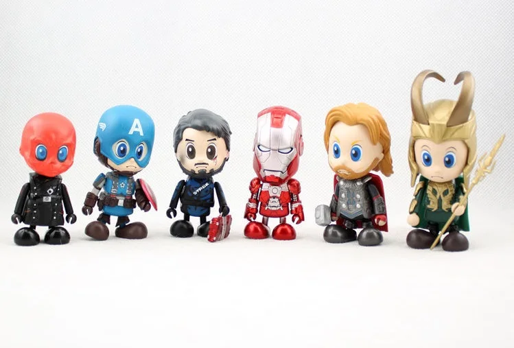 

M6PCS AVENGERS ASSEMBLEarvel Avengers Assemble Cosbaby Thor Loki Captain America Red Skull Iron Man Tony Stark Figure Loose