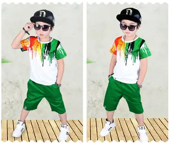 

Fashion Boys Clothing Sets 2018 Summer Children Sport Suit Short Sleeves T shirt pants suits Kids tracksuits for 3-12years