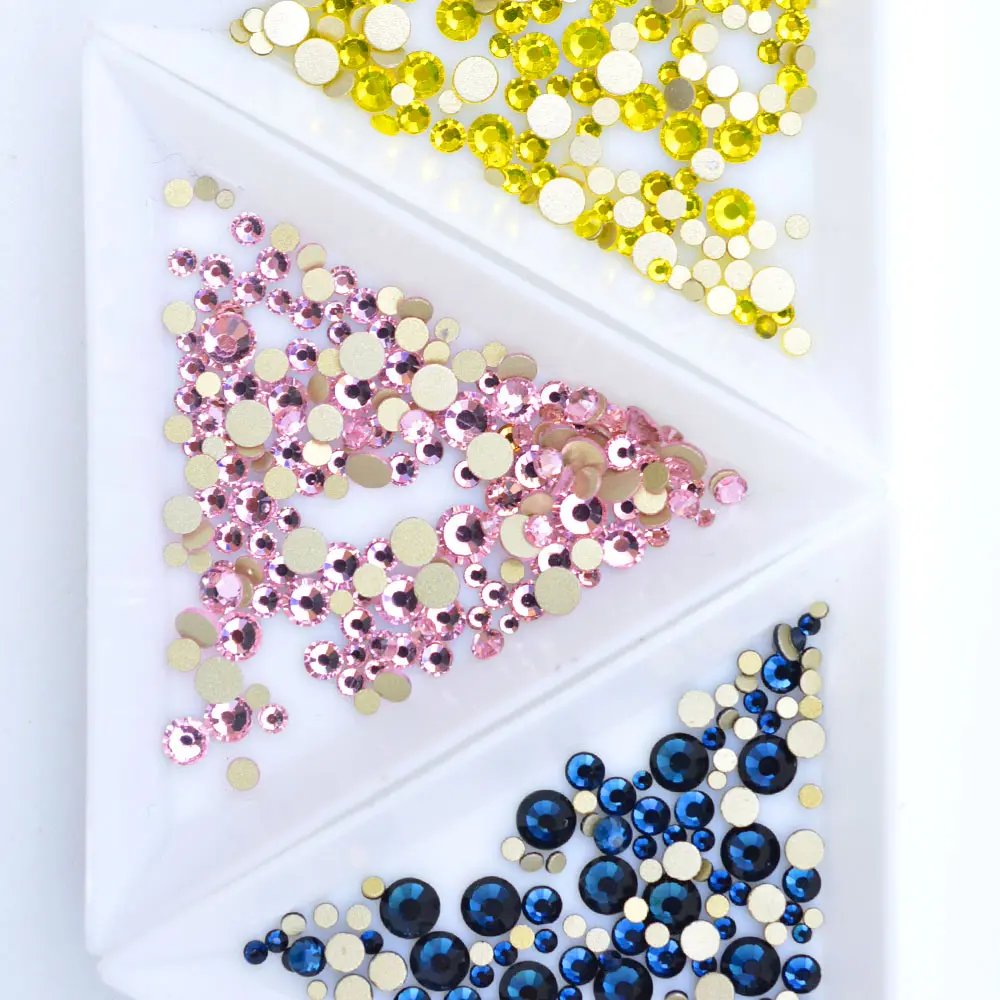 

1200PCS/Pack 15 Colors DIY Diamond Cutting Crystal Nail Art 3D Flatback Rhinestones Nail Decorations