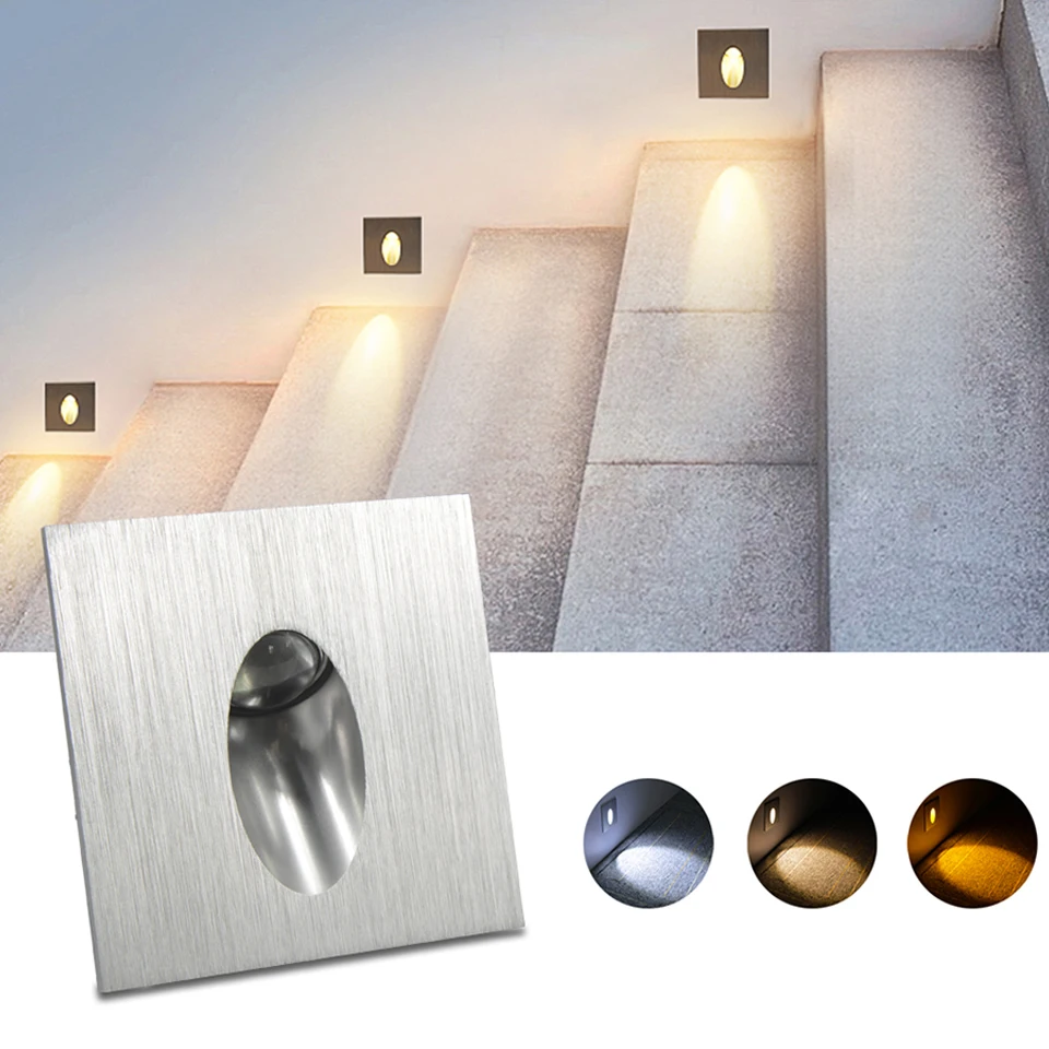 

Led Recessed Stair Light Round Square 3w wall corner lamp In Step Lamp for Concrete wall Stairway Night Lights Wall light