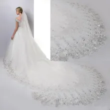 Eslieb свадебная вуаль с кружевным краем блестящая 3 метра длина 3 метра ширина один слой с расческой сверкающая свадебная вуаль HC002
