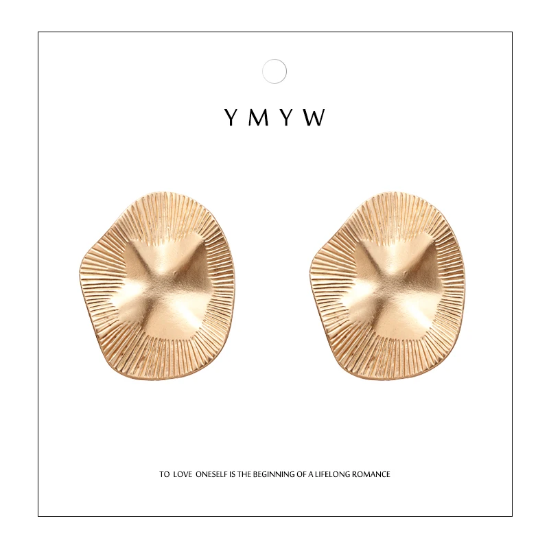 

YMYW Fashion Minimalist Irregular Geometric Stud Earrings Chic Zinc Alloy Statement Earrings for Women Aretes De Mujer Modernos