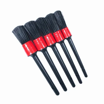 

5Pcs Natural Bristles Hair Detail Brushes Set for Car Cleaning Slit Dust Removal Brushes Auto Cleaner Tools