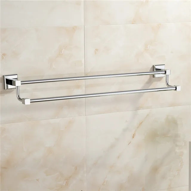 2 tier gold towel rails bathroom chrome polished rotation double towel