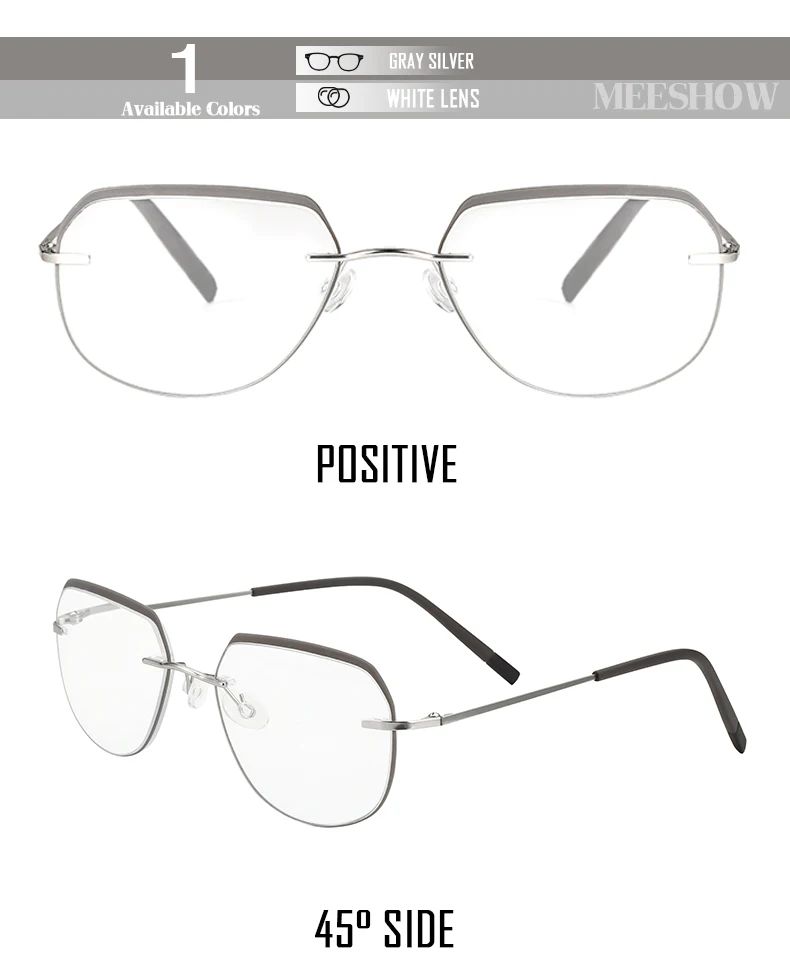 Meeshow ulrealight очки для чтения мужские брендовые дизайнерские с диоптриями без оправы квадратные очки оправа Пресбиопия+ 1,0 8512