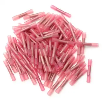 

DSHA New Hot 100Pcs Heat Shrink Butt Crimp Electrical Terminals Heatshrink Connector Red