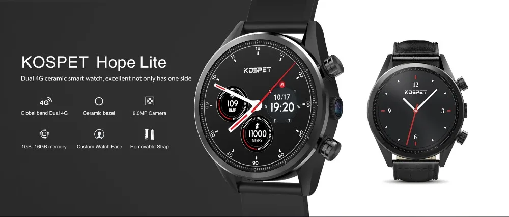 Kospet надеюсь Android 7,1 Smartwatch 1 GB+ 16 GB Dual 4G 1,3" AMOLED WI-FI GPS SIM IP67 Водонепроницаемый с смарт-часы с камерой Часы