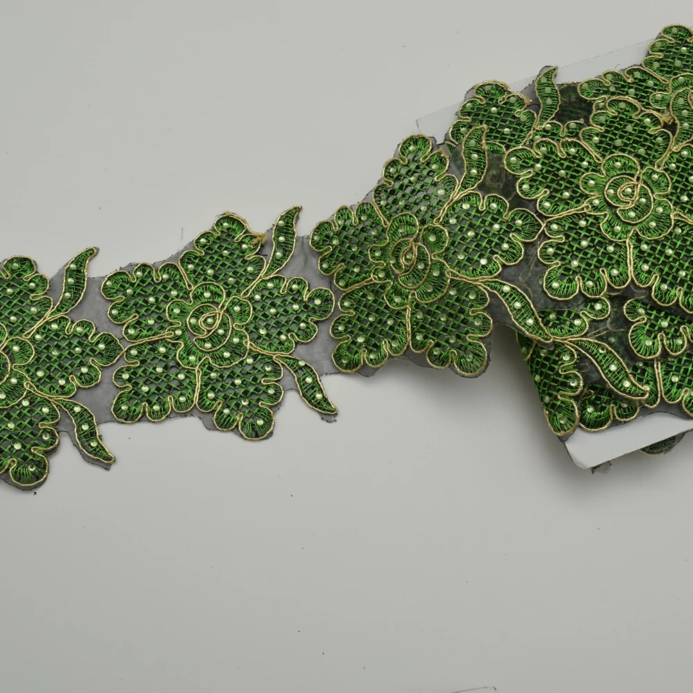 5yards Iron On Hot Fix Rhinestone Embroidered Beads Lace 5yards Iron On Hot Fix Rhinestone Embroidered Beads Lace Trim Bridal Wedding Tulle Veil Wide 8cm 6colors In From Home Garden
