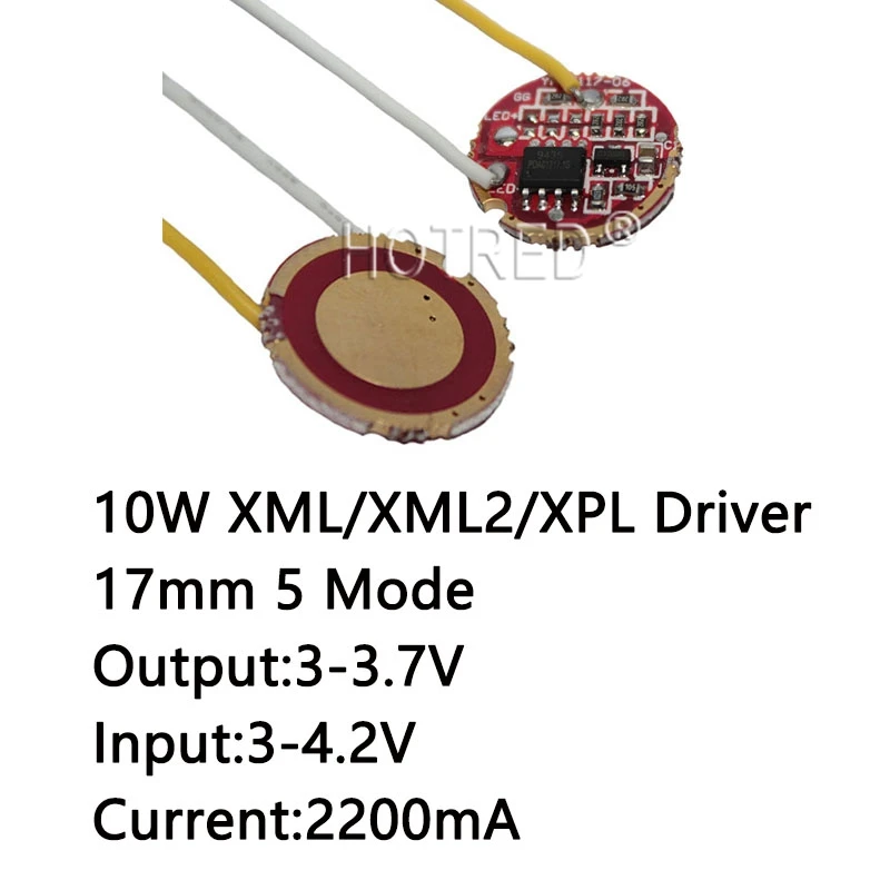 При заказе 1-10 штук cree xml светодиодный xml2 XPL XPL2 светодиодный T6 U2 драйвер 17 мм 2,7-4,2 V 2-2.2A 5-режим Светодиодный драйвер для CREE XML светодиодный диодный излучатель