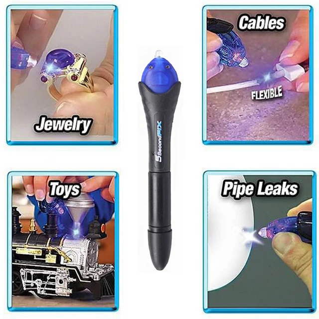 5 Second Fix Pen UV Light Repair Glue Liquid plastic Welding tool Purpose  Kit