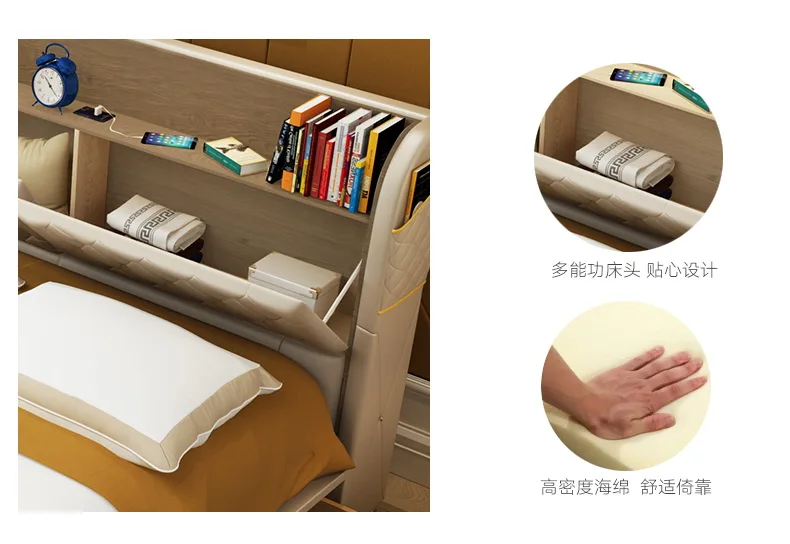 Marco de cama de cuero genuino con cajones de almacenamiento camas suaves modernas muebles de dormitorio cama de dormitorio camas quarto Marco de cama de cuero genuino con cajones de almacenamiento camas suaves modernas muebles de dormitorio cama de dormitorio camas quarto