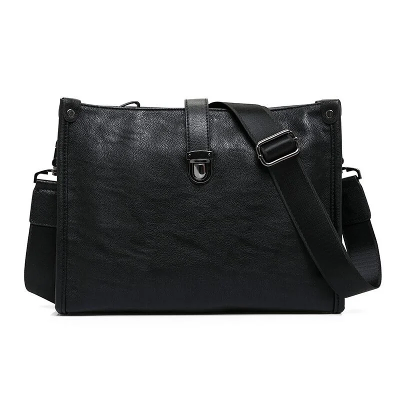 

New Fashion PU Leather Men's Handbags Casual Briefcase Designer Man Zipper Handbag Bag for Men Brown Black JIE-0155