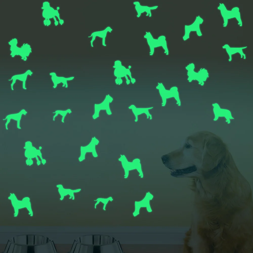 

2016 Hot (1 set/package)Luminous Wall Stickers Small Dog Decorative Wall Children Home Decoration Originality& Cartoon