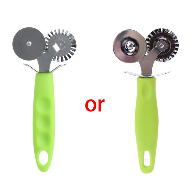 

New Pizza Cutter Pancake Slicer Pastry Double Roller Blade Cutter Tools